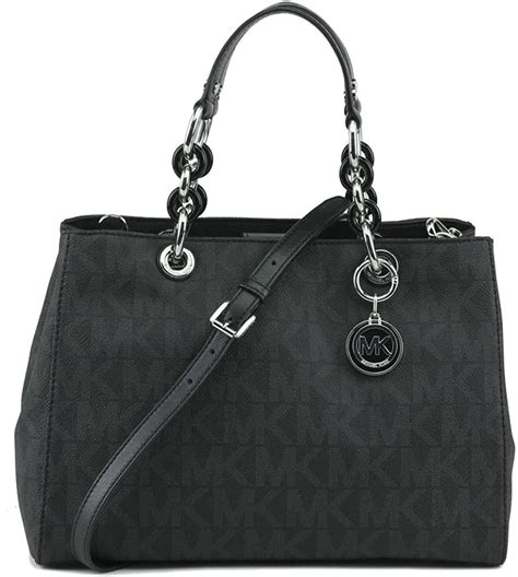 michael kors cynthia signature medium satchel black